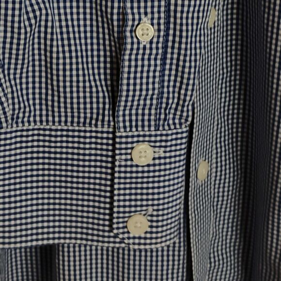 Calvin Klein Checkered Dress Shirt Button up Blue and White Woven size Large - Picture 10 of 15